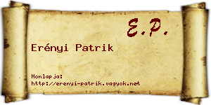 Erényi Patrik névjegykártya